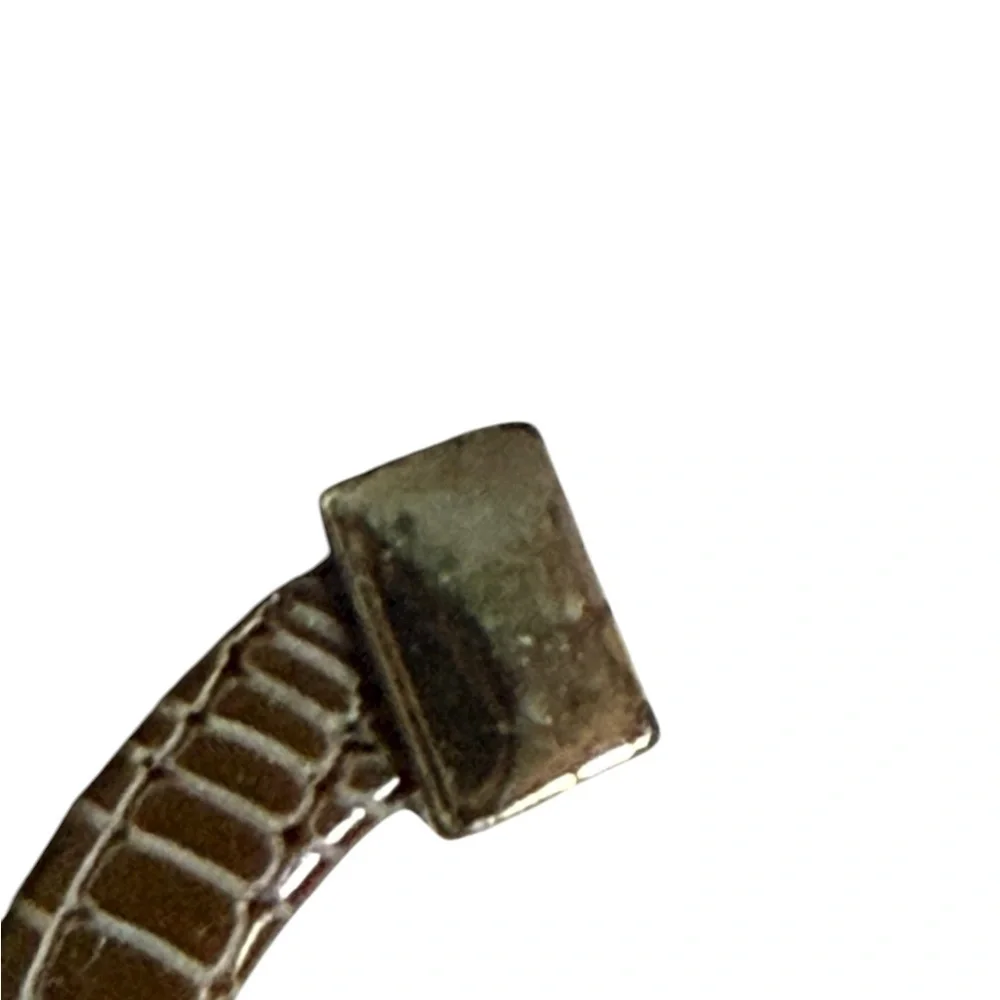 Ralph Lauren Brown Crocodile-Embossed Hoop Earrings
